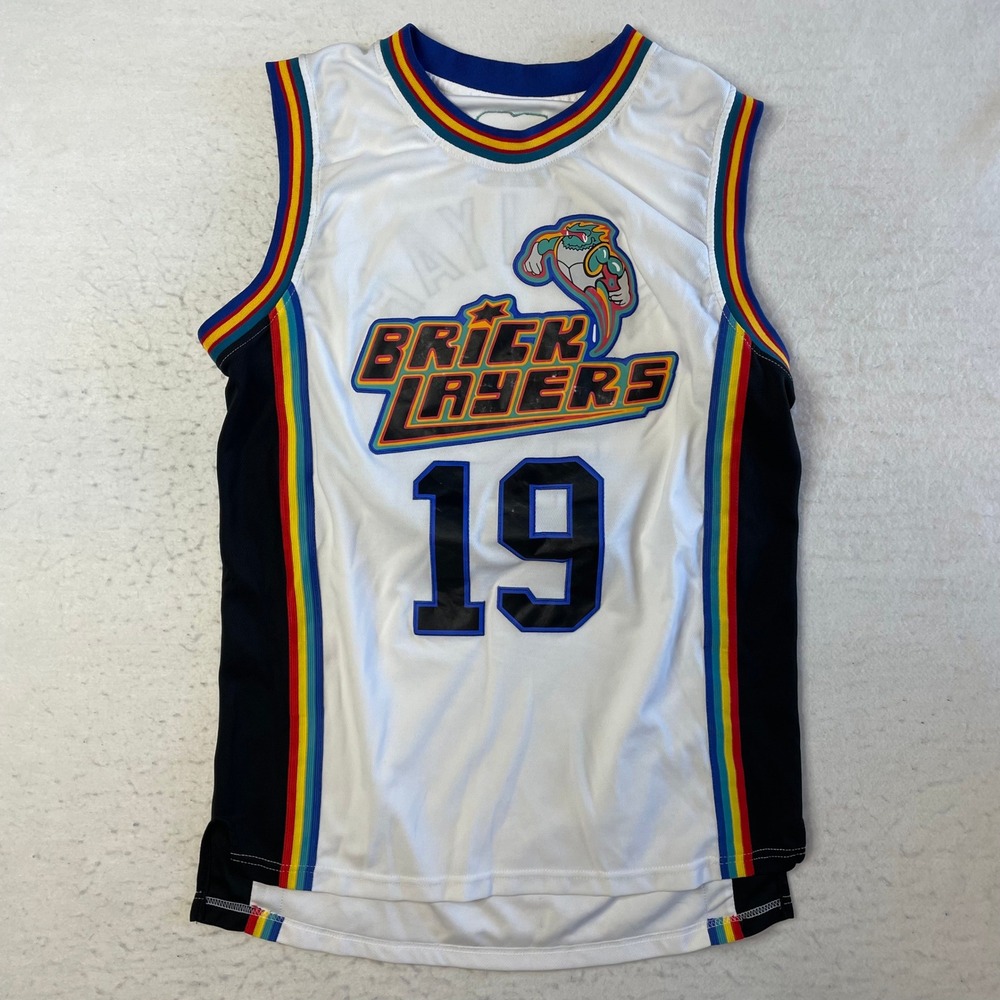 MTV Rock N' Jock Brick Layers Jersey XL White Aaliyah 19 Rainbow Trim Basketball